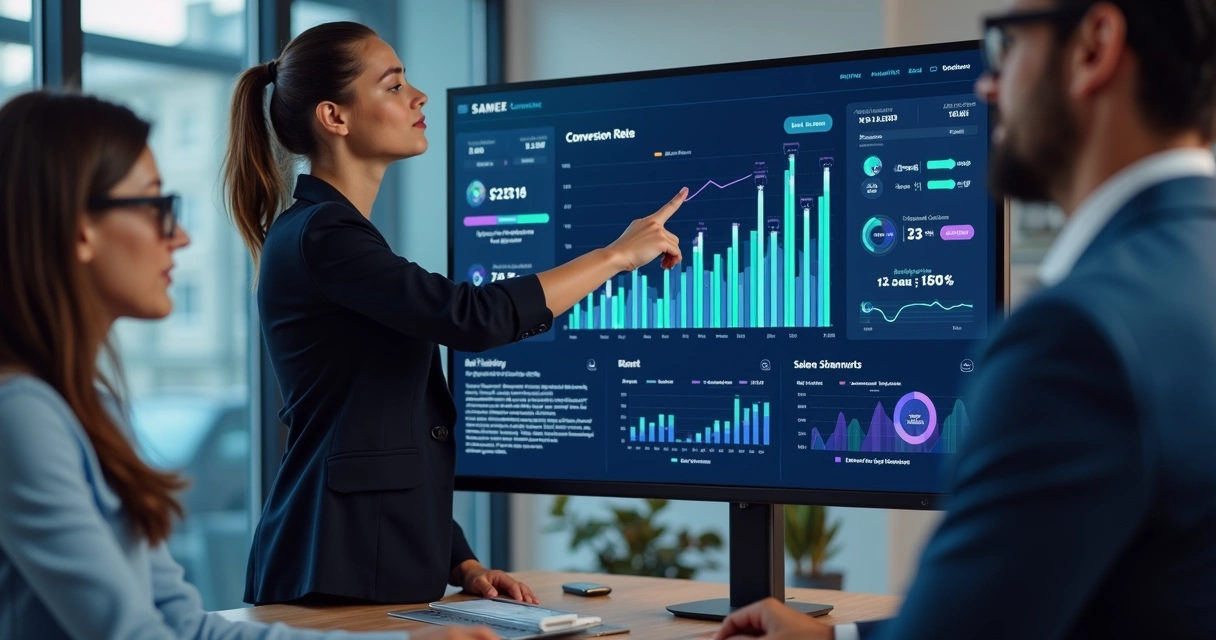 Indicadores para avaliar inteligência de dados em vendas em Fintech 4 Dashboard de indicadores de vendas em tela digital