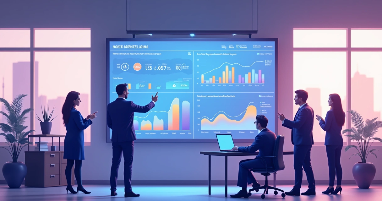 Painel digital mostrando indicadores de incentivo e performance entre equipes e parceiros 