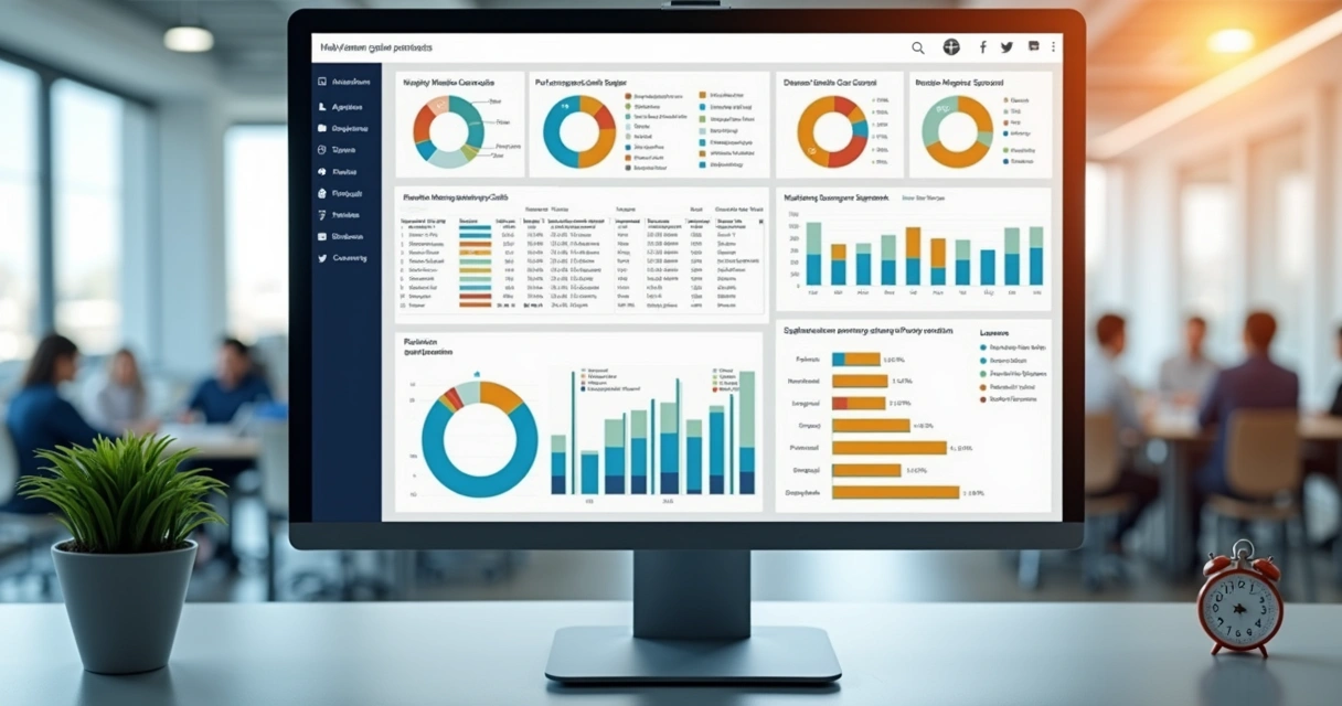 Dashboard digital com indicadores de manutenção predial 
