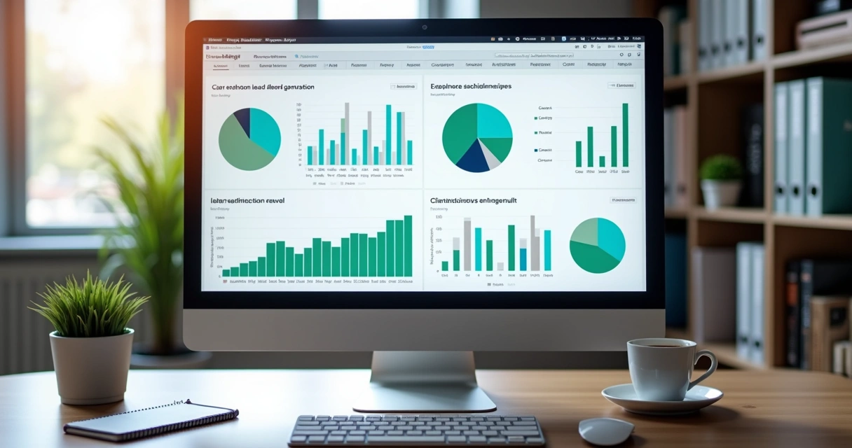 Tela de dashboard com indicadores de marketing contábil 