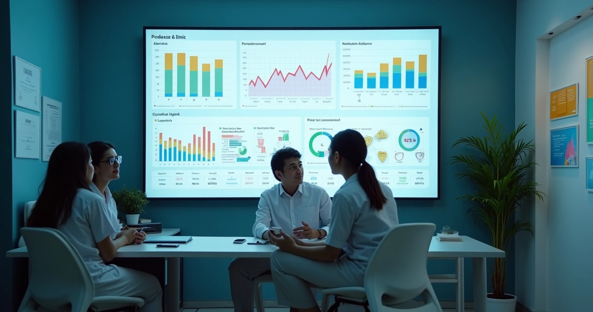 Dashboard de desempenho de marketing odontológico em uma clínica 