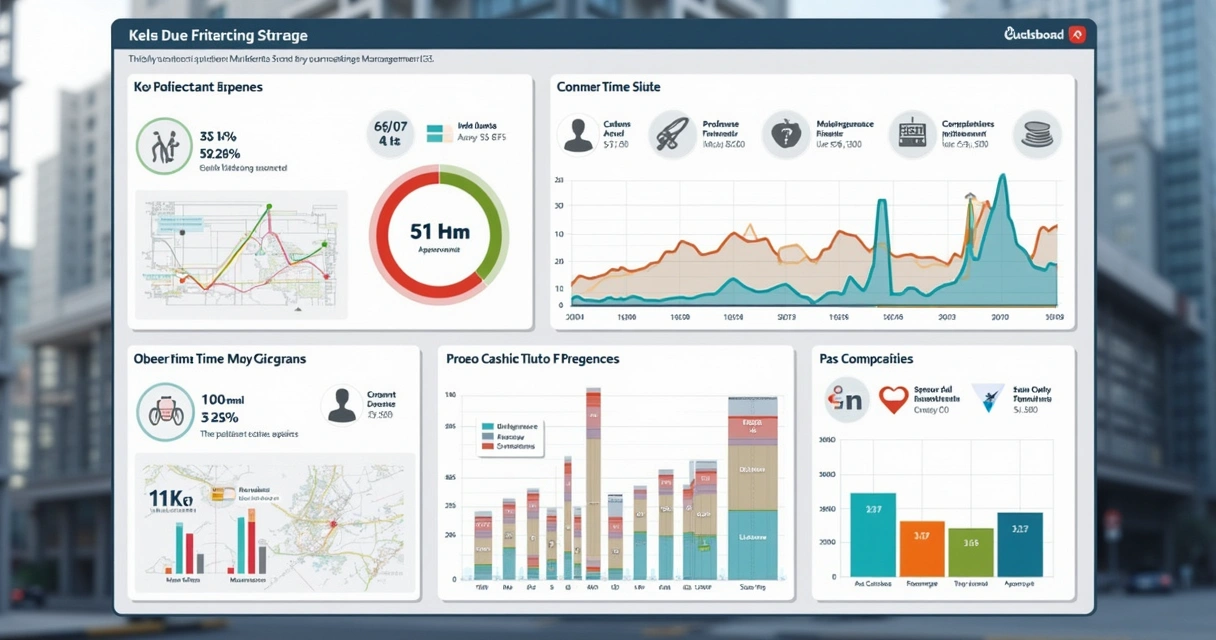 Painel digital com dashboard de indicadores pós-obra 