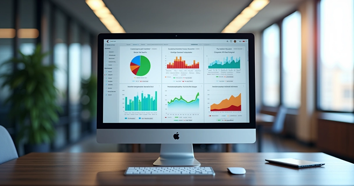 Dashboard digital com gráficos e indicadores psicossociais para relatórios de SST