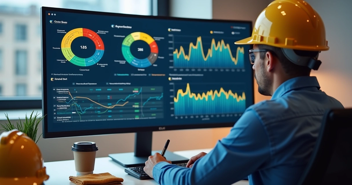 Dashboard digital com indicadores de SST em tela 