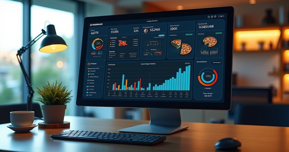Dashboard digital com gráficos de vendas