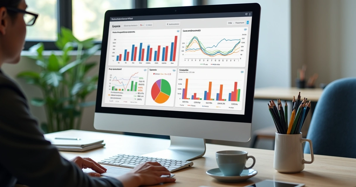 Tela de dashboard de vendas com gráficos de desempenho 