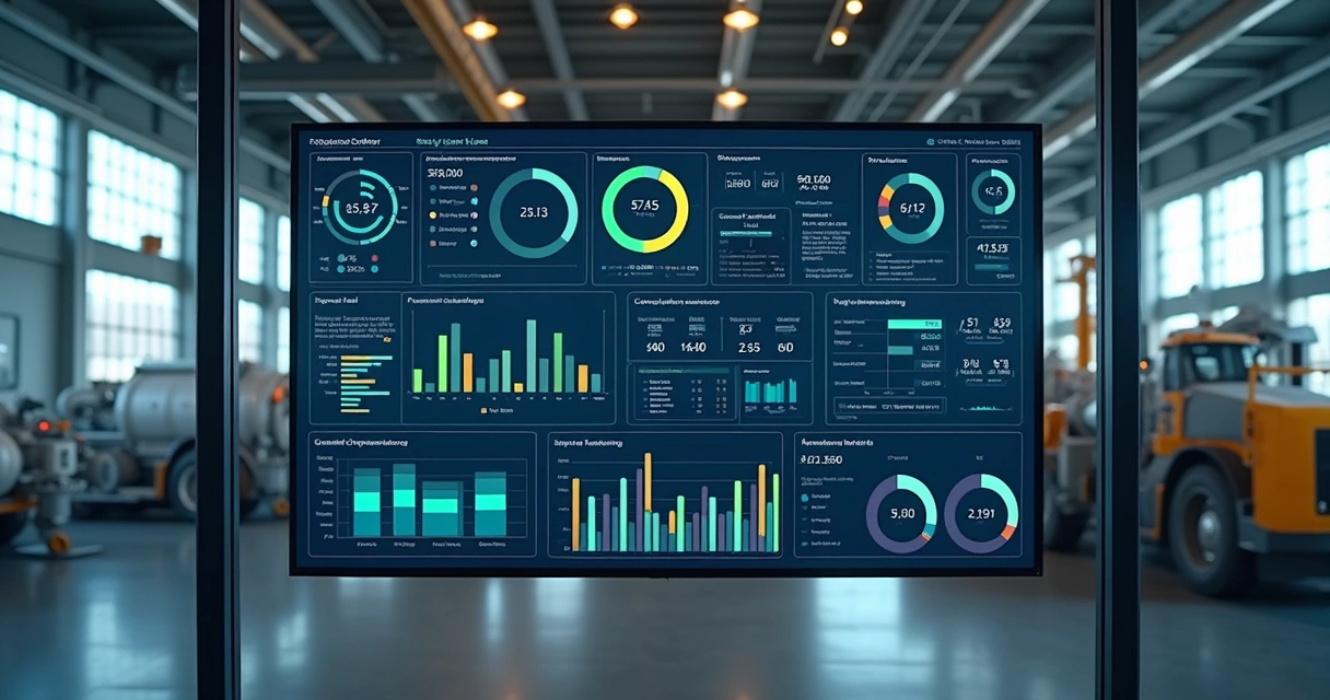 Dashboard digital com indicadores de processos industriais 