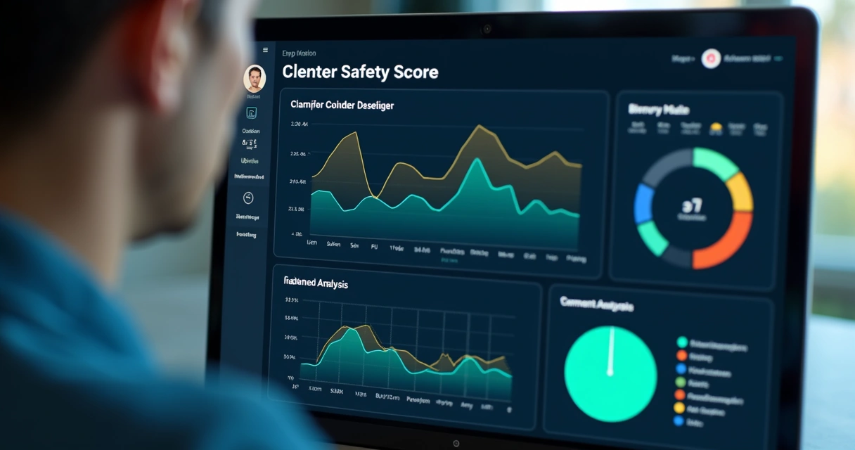 Dashboard digital com score de segurança de influenciador 