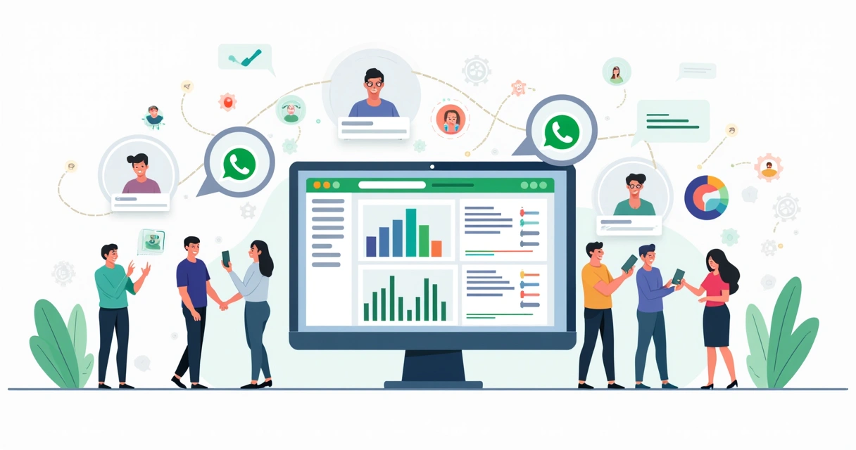 Dashboard mostrando integração entre grupos WhatsApp e CRM 