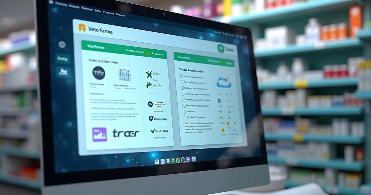 Tela de dashboard mostrando integração entre farmácia digital e sistemas ERP