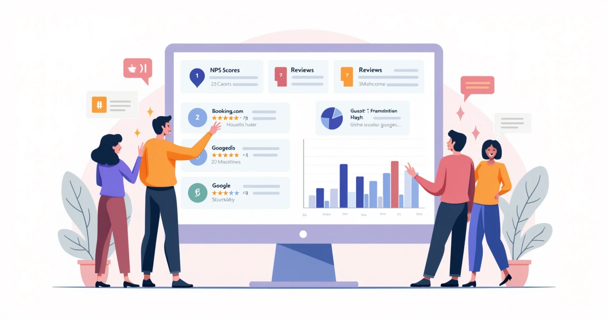 Dashboard mostra integração de feedback NPS com Booking e Google