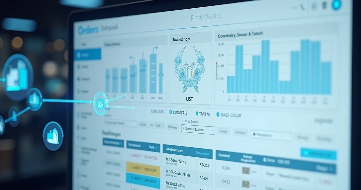 Tela de dashboard mostrando integração de pedidos e estoque entre duas plataformas