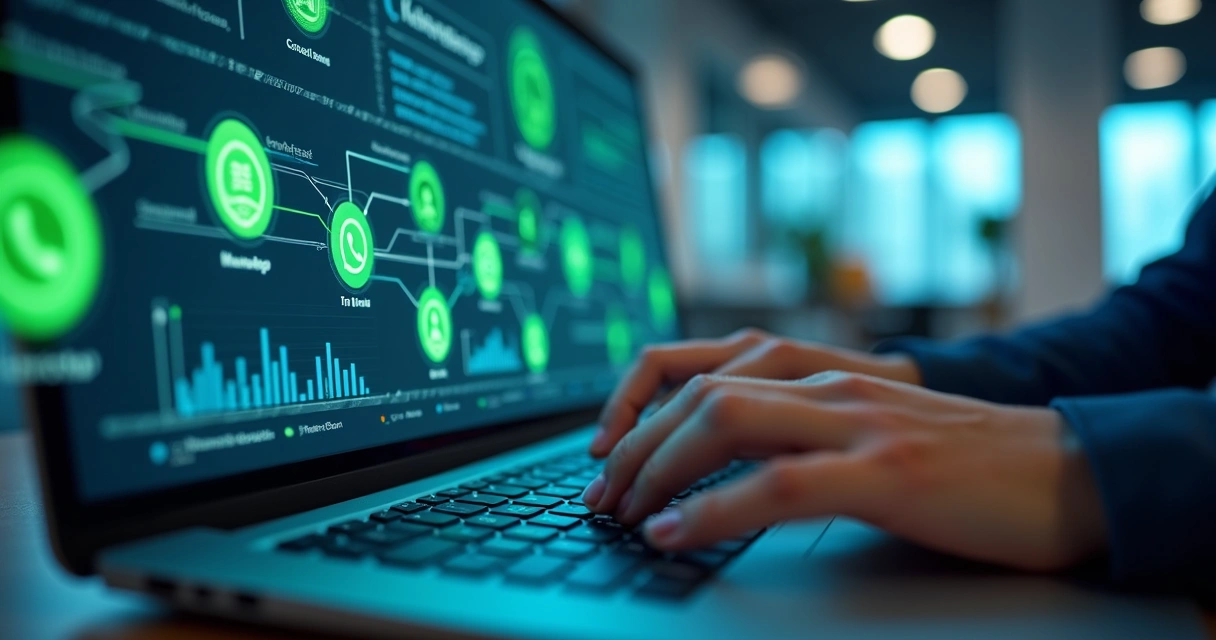 Painel digital mostrando integração de aplicativos com WhatsApp 