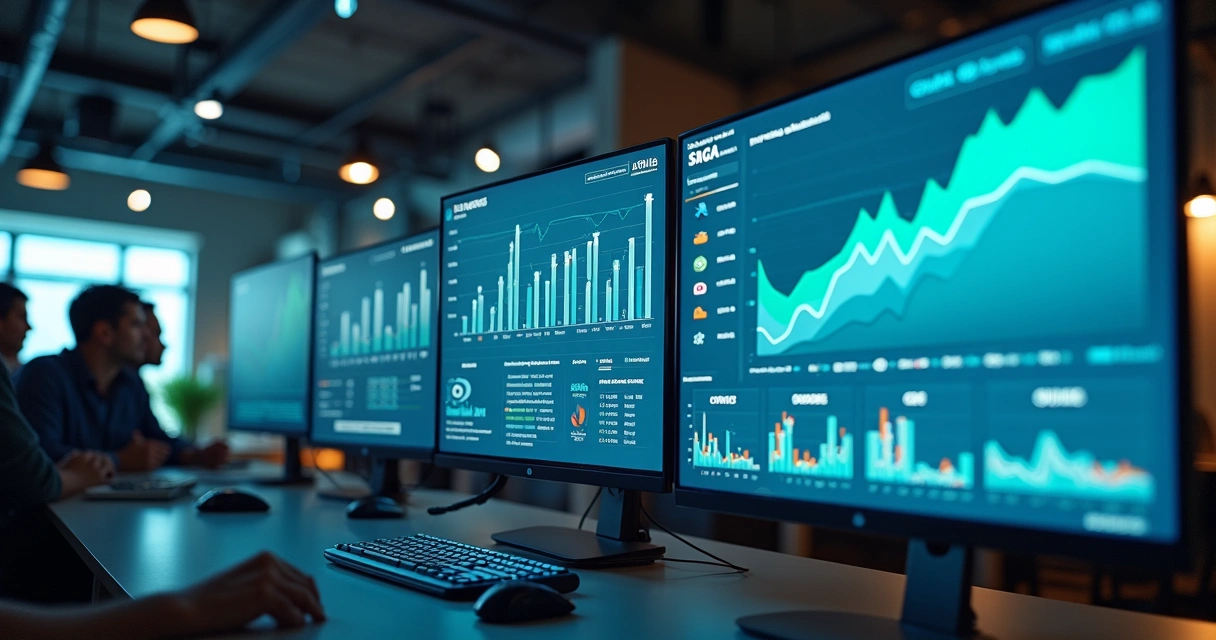 Painel de controle mostrando integração de dados de campanhas Meta e Google, gráficos em destaque, e ícones de consentimento do usuário. 