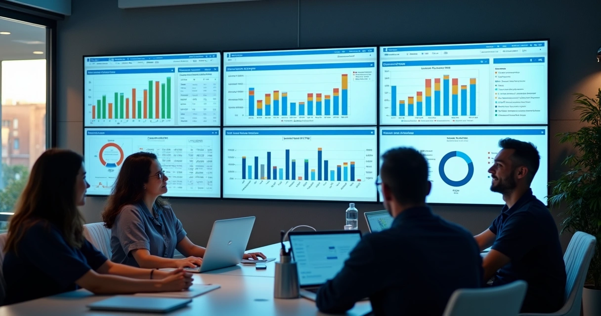 Painel com gráficos e fluxos das áreas financeiras integradas 