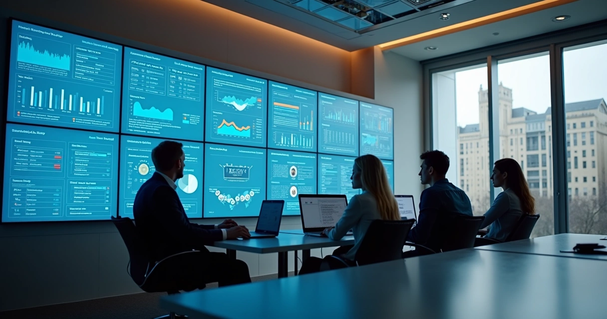 Dashboard integrado de uma imobiliária mostrando funil de vendas e interações dos corretores