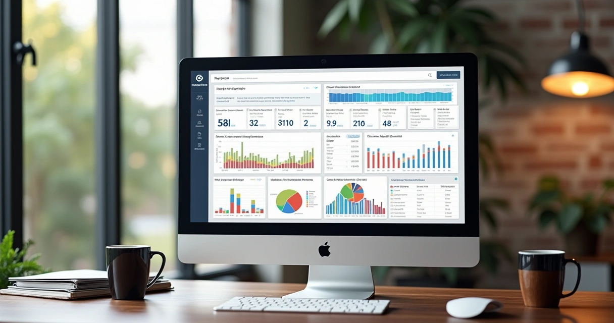 Dashboard integrado de campanhas Google Ads, Meta Ads e CRM com gráficos 