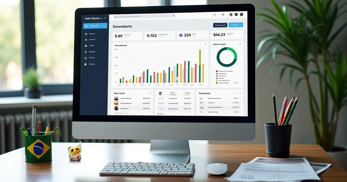 Dashboard financeiro do Notion exibindo integração Pix 