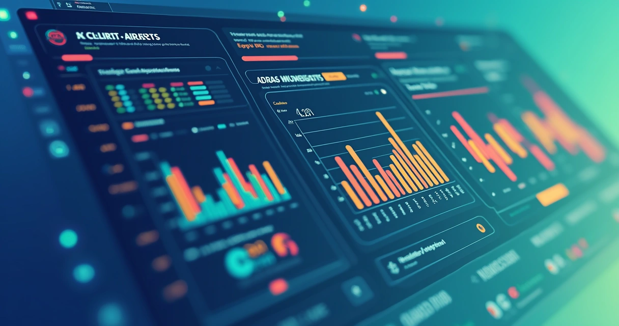 Dashboard com gráficos coloridos de análise de dados 