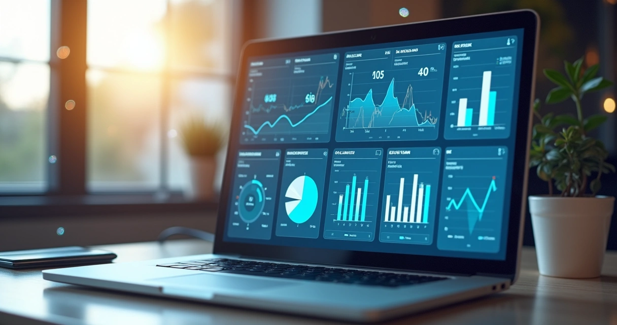 Dashboard digital com gráficos de previsão de vendas e análise de dados empresariais