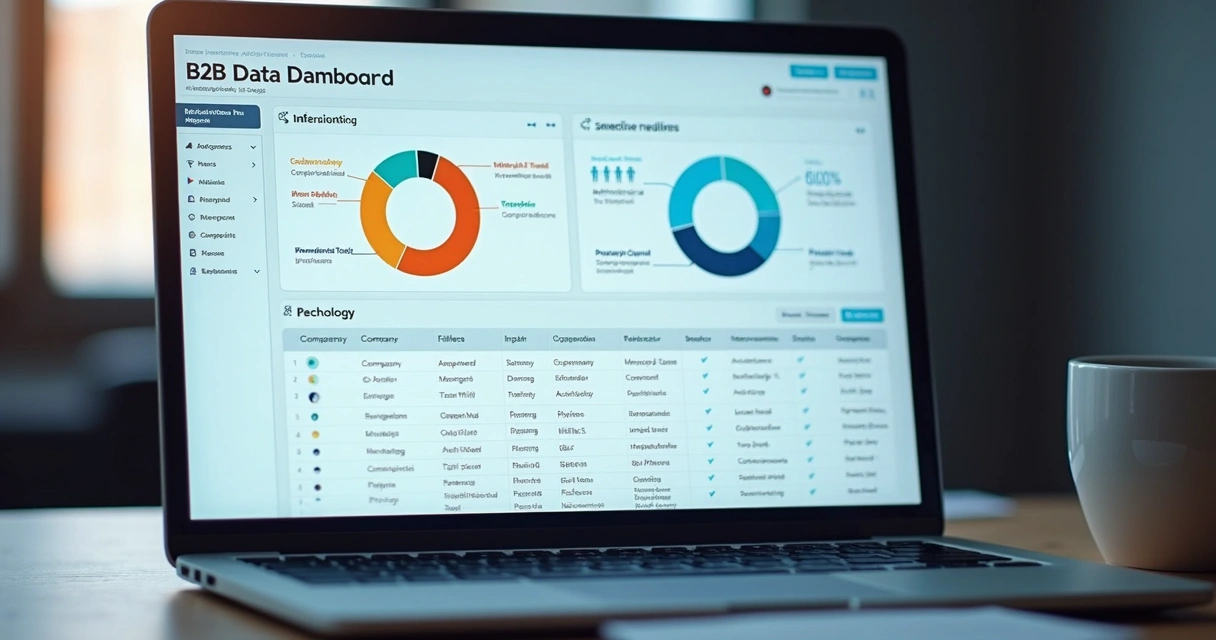 Dashboard de plataforma de inteligência comercial mostrando segmentação e enriquecimento de dados para mailing B2B 