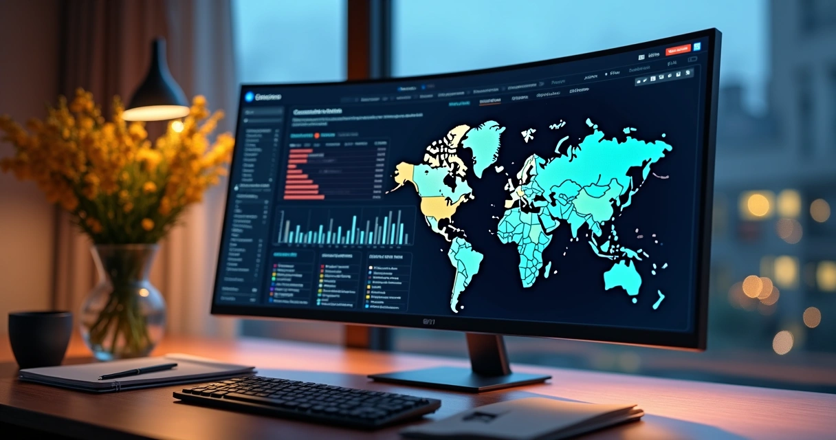 Dashboard com análise de lista de leads B2B em tela grande 