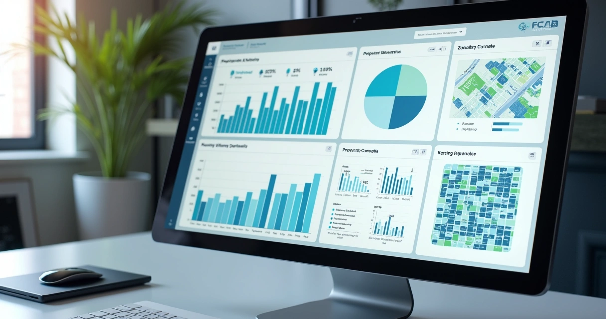 Dashboard de inteligência imobiliária com dados e gráficos de zoneamento 