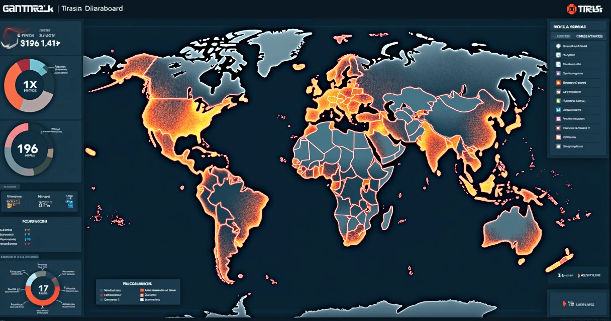Dashboard colorido com gráficos e indicadores de obras 