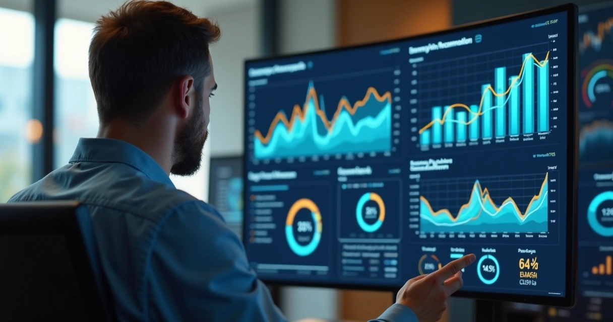 Dashboard com gráficos inteligentes apresentando dados e insights para gestor 
