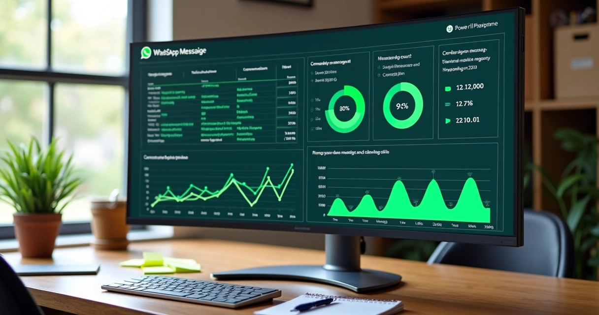 Dashboard mostrando interações do WhatsApp em Power BI
