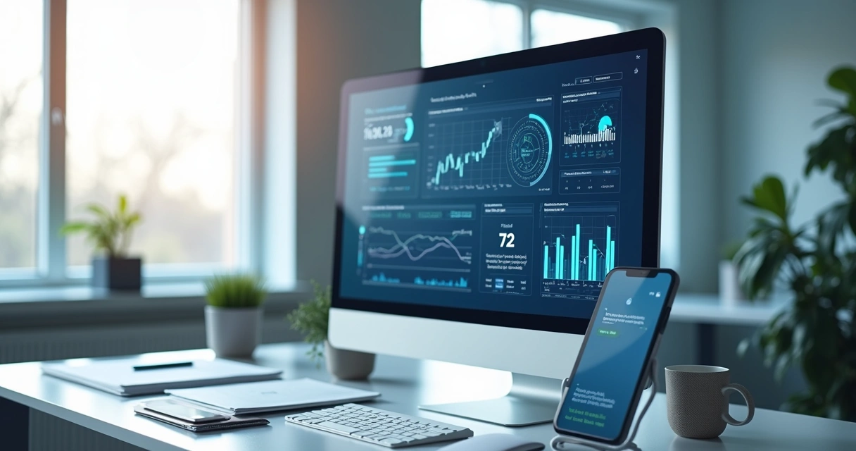 Dashboard digital com gráficos e dados de interoperabilidade em saúde exibidos em tela de computador 