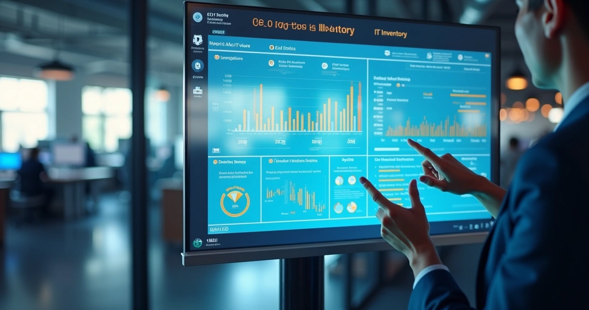 Dashboard digital mostrando inventário de TI atualizado 