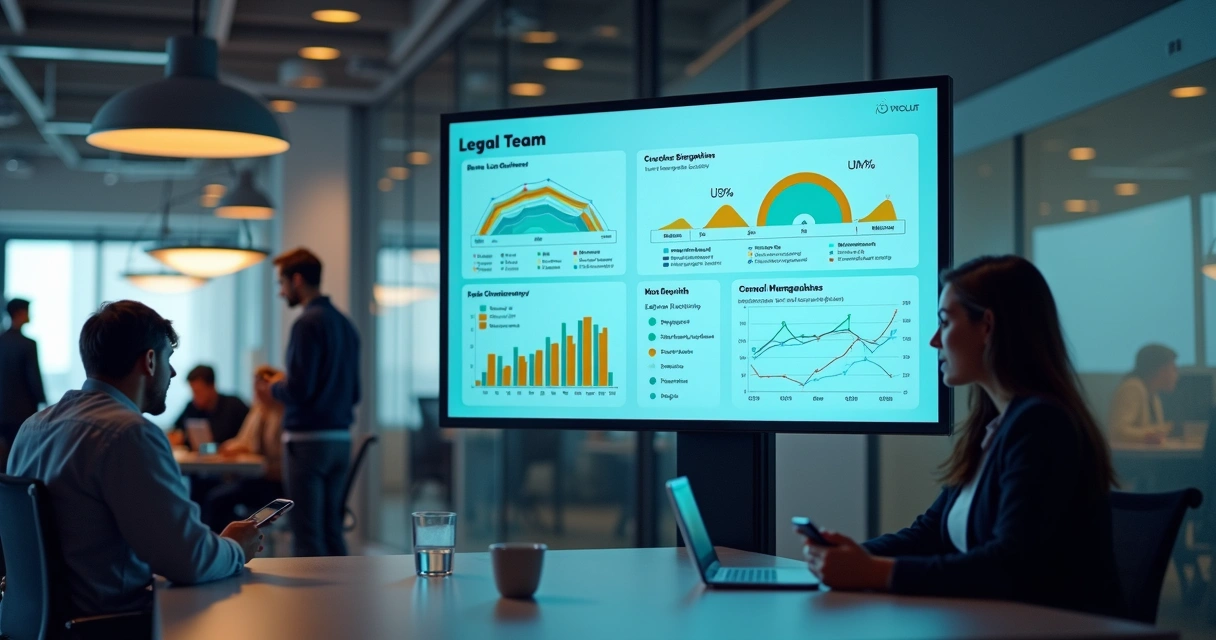 Dashboard jurídico exibindo OKRs e resultados-chave 