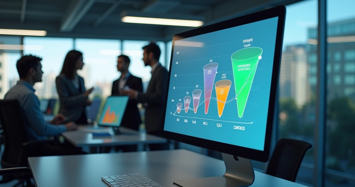Tela de dashboard exibindo KPIs de funil de vendas para empresa B2B 