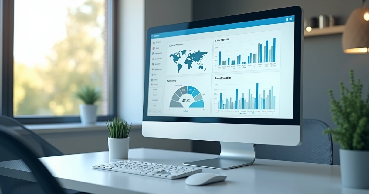 Painel digital com gráficos e KPI de clínica odontológica 