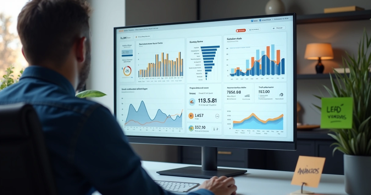 Dashboard digital exibindo KPIs de marketing digital 
