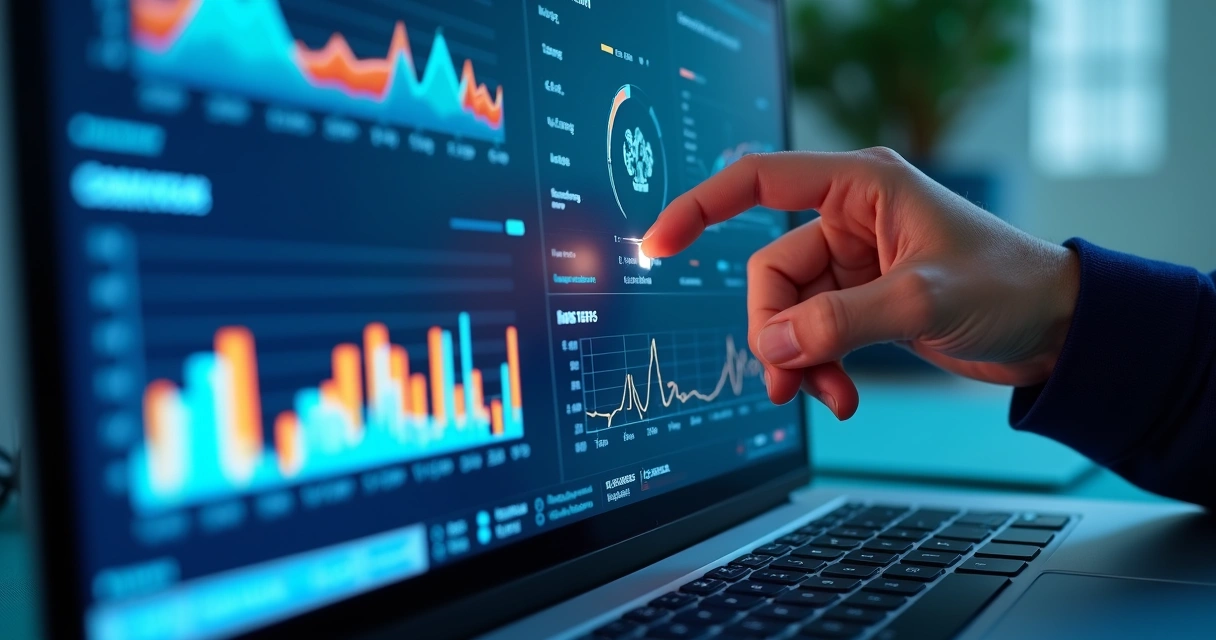 Painel digital com KPIs de marketing 