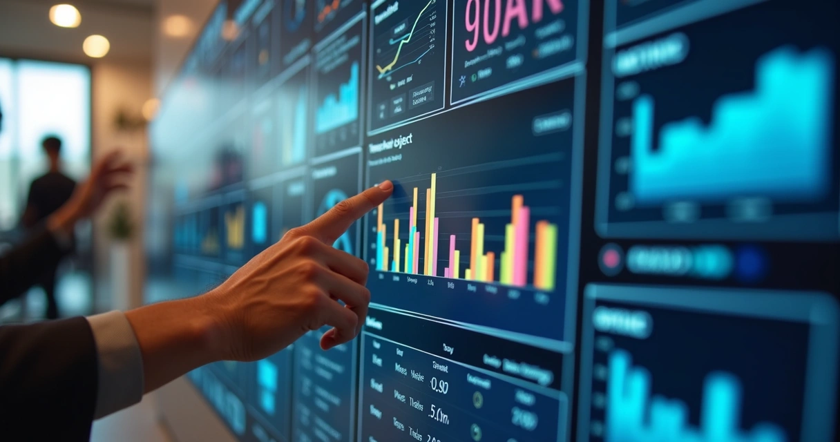 Dashboard digital do PMO exibindo gráficos de andamento de projetos