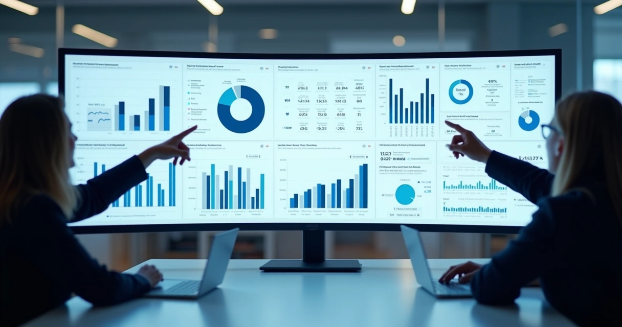 Dashboard de KPIs de projetos multiempresa em tela ampla de ERP 