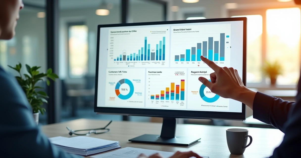 Dashboard com métricas de retenção, gráficos coloridos 