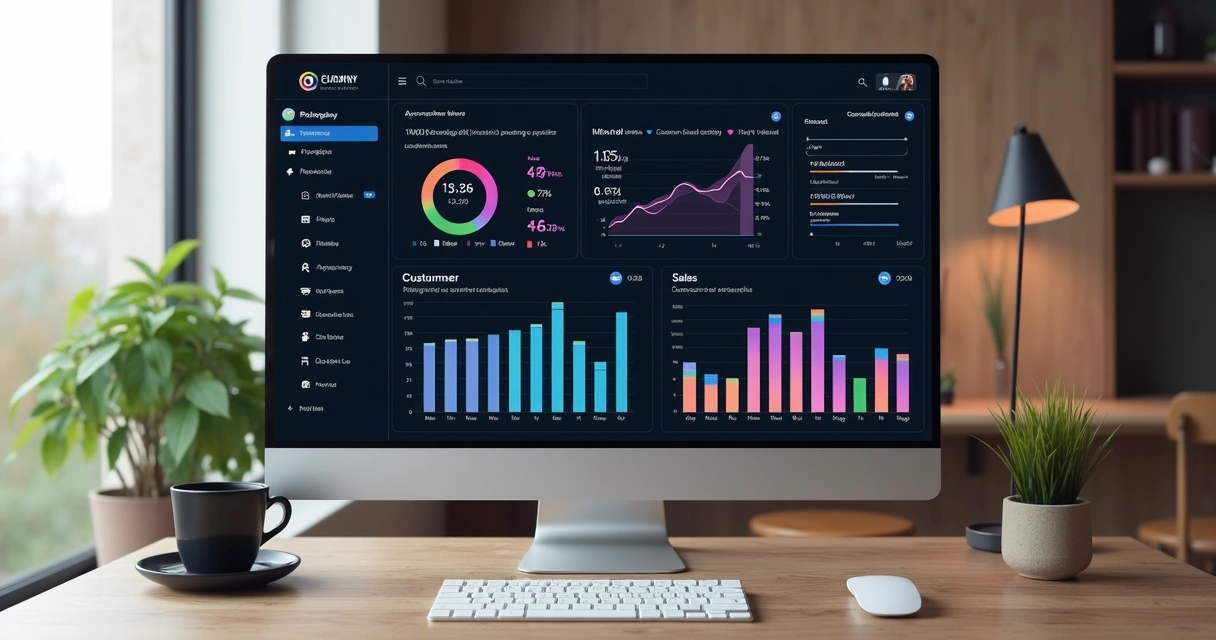 Dashboard de indicadores-chave de salão de beleza com gráficos e tabelas coloridas 