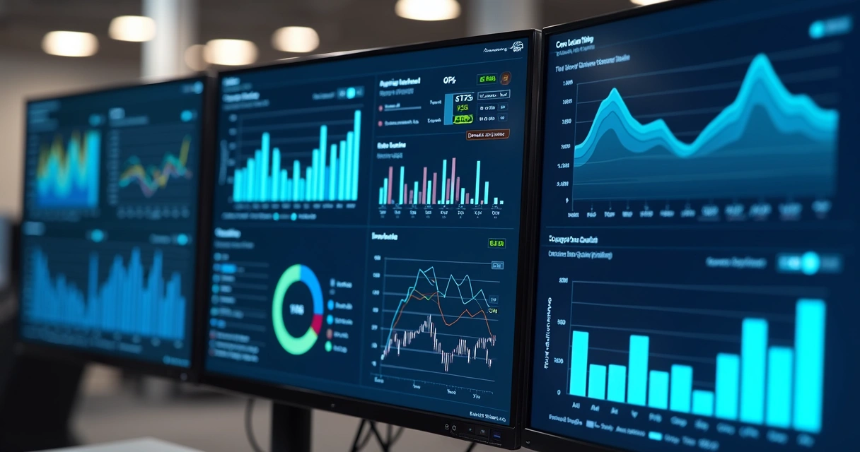 Painel digital com KPIs financeiros em atendimento automatizado 