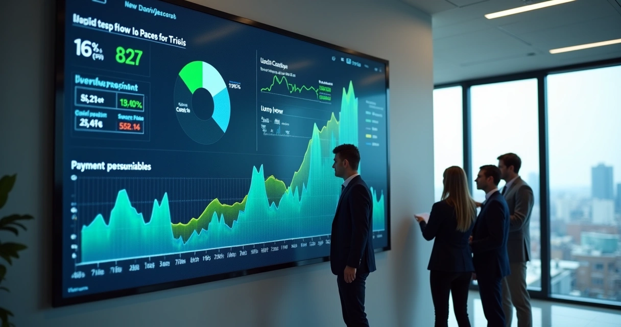 Dashboard digital exibindo KPIs financeiros e indicadores de inadimplência 