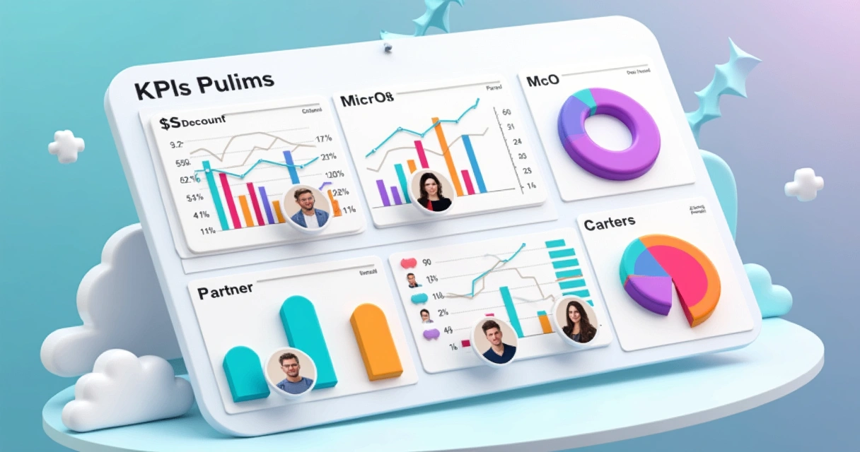 Dashboard de KPIs de pricing de canais com gráficos e comparações 