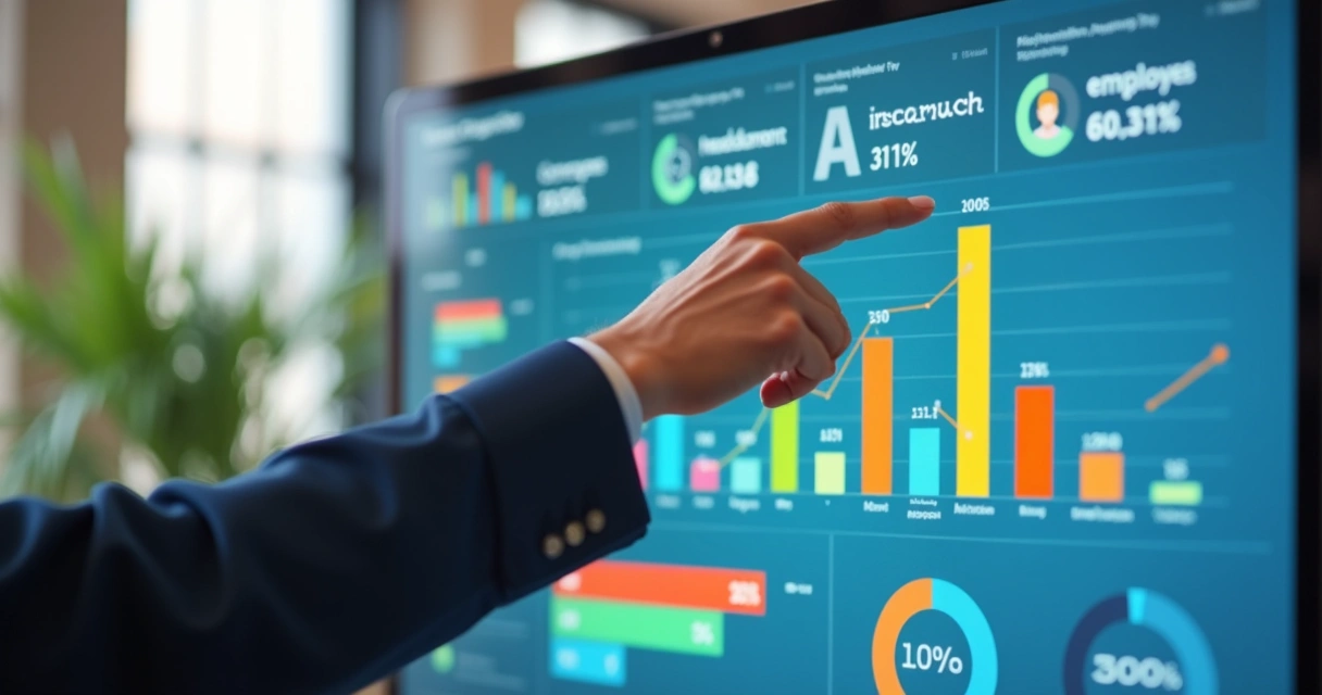 Gráfico colorido em dashboard mostrando indicadores de RH 