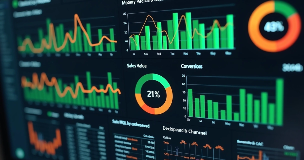Dashboard de KPIs SaaS com métricas de aquisição e conversão 