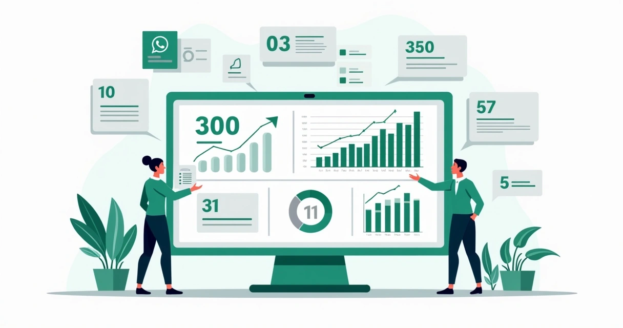 Dashboard com KPIs de vendas B2B no WhatsApp