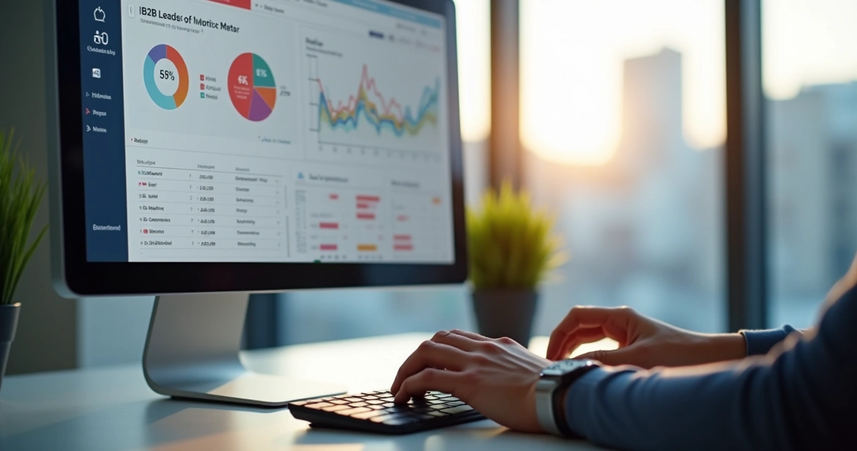 Tela de dashboard mostrando métricas de prospecção B2B 