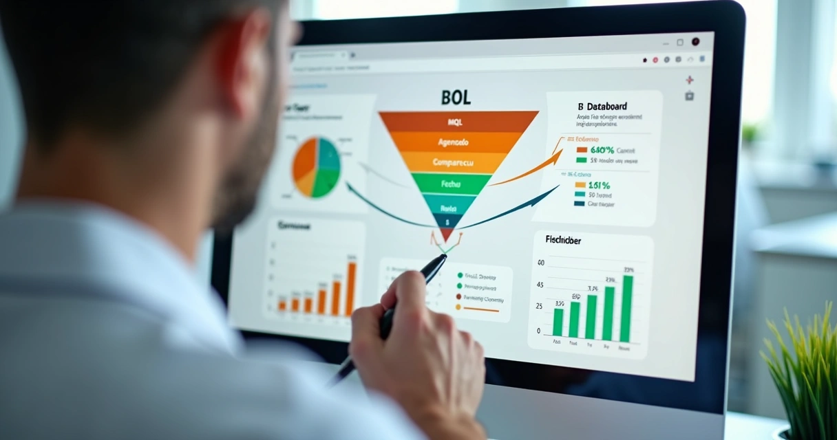 Dashboard digital com métricas de leads em funil de clínica odontológica 