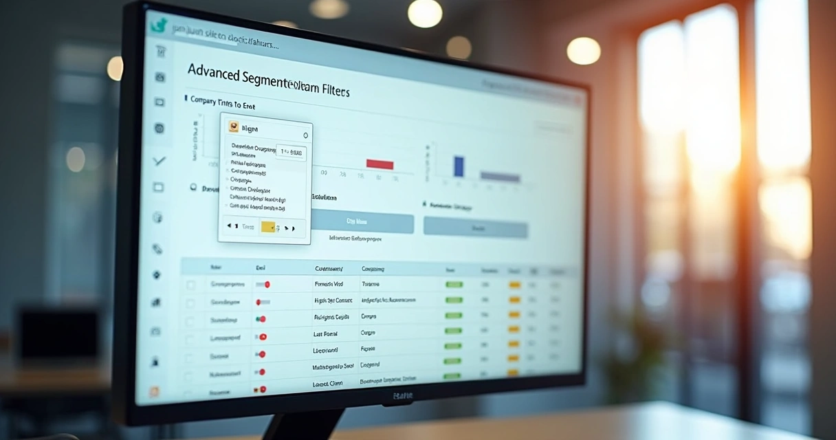 Dashboard digital com filtros de segmentação empresarial 